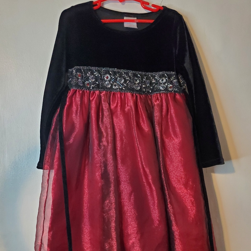 Beautiful Black and Red Velvet Dress